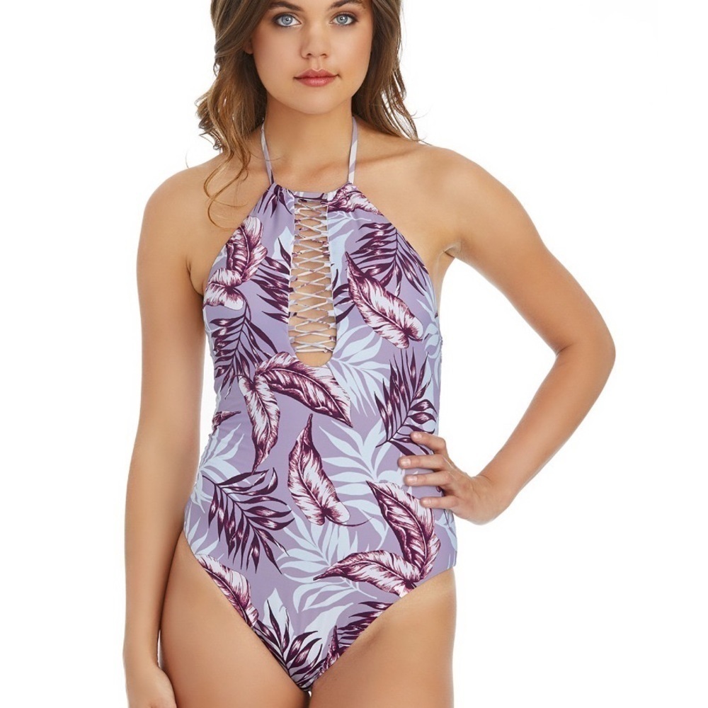 Radio Fiji Pacifica Fola One‎ Piece Z730271 Halter Top Lace Front Medium